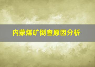 内蒙煤矿倒查原因分析