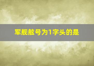 军舰舷号为1字头的是