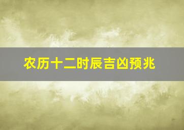 农历十二时辰吉凶预兆