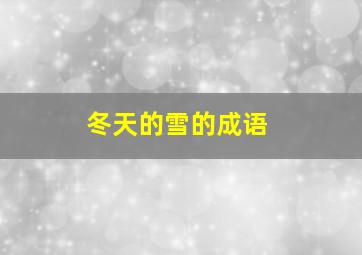 冬天的雪的成语