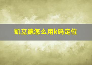 凯立德怎么用k码定位