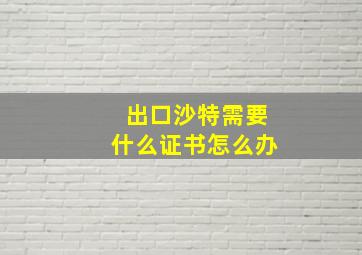 出口沙特需要什么证书怎么办