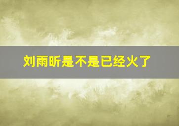 刘雨昕是不是已经火了