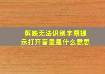 剪映无法识别字幕提示打开音量是什么意思