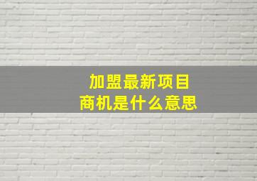 加盟最新项目商机是什么意思