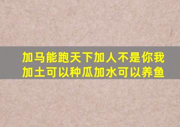 加马能跑天下加人不是你我加土可以种瓜加水可以养鱼