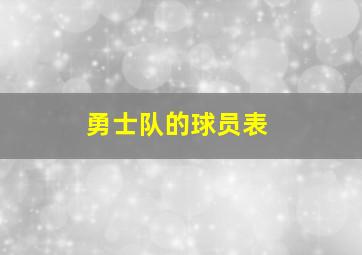 勇士队的球员表