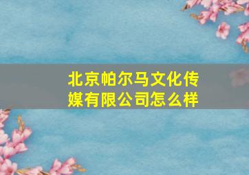 北京帕尔马文化传媒有限公司怎么样