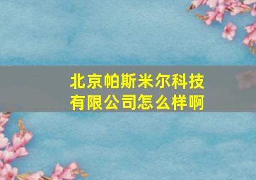 北京帕斯米尔科技有限公司怎么样啊