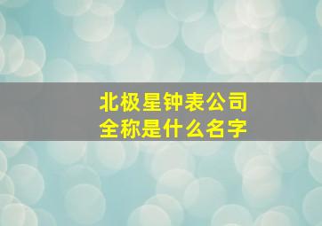 北极星钟表公司全称是什么名字