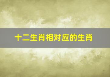 十二生肖相对应的生肖