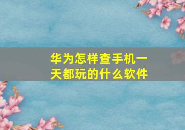 华为怎样查手机一天都玩的什么软件