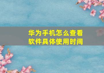 华为手机怎么查看软件具体使用时间