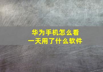 华为手机怎么看一天用了什么软件