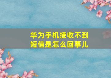 华为手机接收不到短信是怎么回事儿