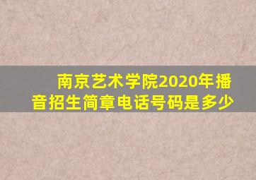 南京艺术学院2020年播音招生简章电话号码是多少