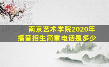 南京艺术学院2020年播音招生简章电话是多少