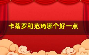 卡蒂罗和范琦哪个好一点