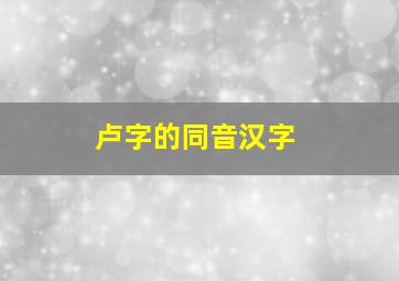 卢字的同音汉字