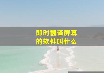 即时翻译屏幕的软件叫什么