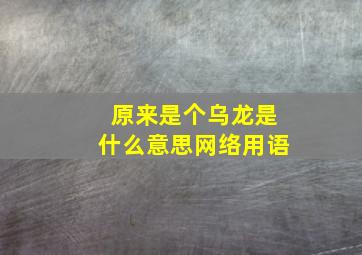 原来是个乌龙是什么意思网络用语