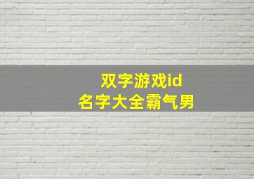 双字游戏id名字大全霸气男