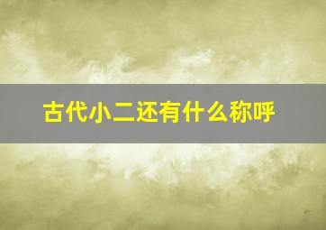 古代小二还有什么称呼