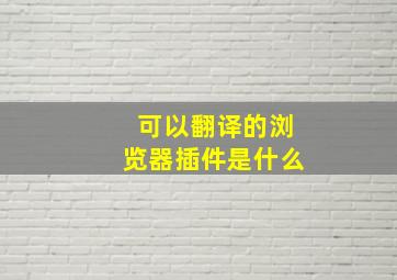 可以翻译的浏览器插件是什么