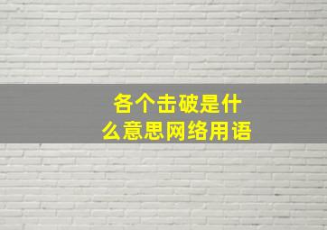 各个击破是什么意思网络用语