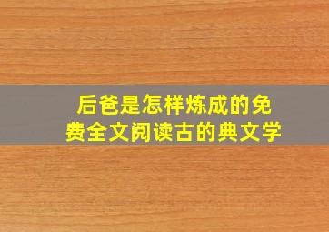 后爸是怎样炼成的免费全文阅读古的典文学