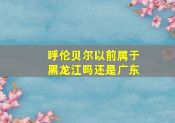 呼伦贝尔以前属于黑龙江吗还是广东