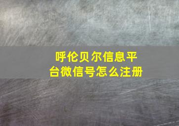 呼伦贝尔信息平台微信号怎么注册