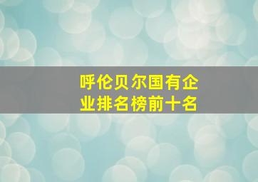 呼伦贝尔国有企业排名榜前十名