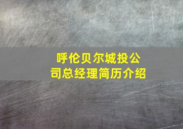 呼伦贝尔城投公司总经理简历介绍