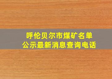 呼伦贝尔市煤矿名单公示最新消息查询电话