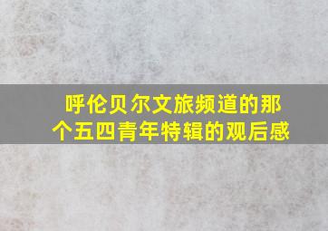 呼伦贝尔文旅频道的那个五四青年特辑的观后感