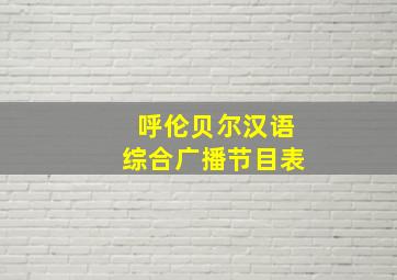 呼伦贝尔汉语综合广播节目表