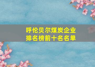 呼伦贝尔煤炭企业排名榜前十名名单