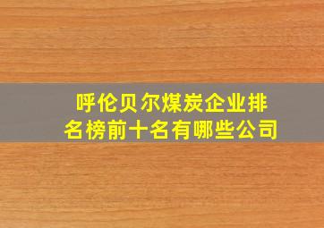 呼伦贝尔煤炭企业排名榜前十名有哪些公司