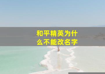 和平精英为什么不能改名字