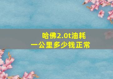 哈佛2.0t油耗一公里多少钱正常