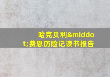 哈克贝利·费恩历险记读书报告