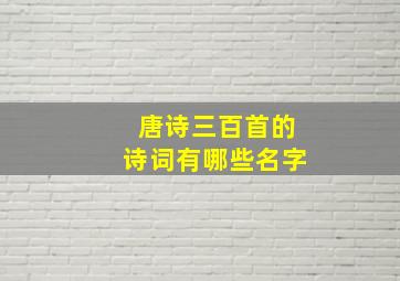 唐诗三百首的诗词有哪些名字