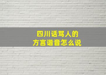 四川话骂人的方言谐音怎么说