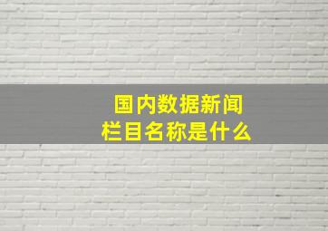 国内数据新闻栏目名称是什么