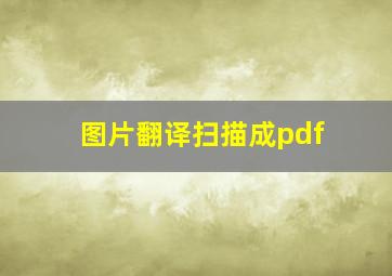 图片翻译扫描成pdf