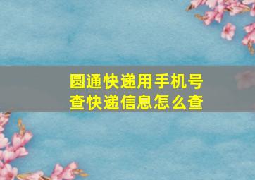 圆通快递用手机号查快递信息怎么查