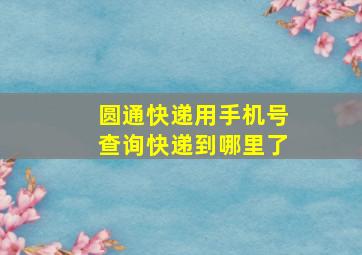 圆通快递用手机号查询快递到哪里了