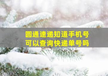 圆通速递知道手机号可以查询快递单号吗