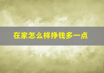 在家怎么样挣钱多一点